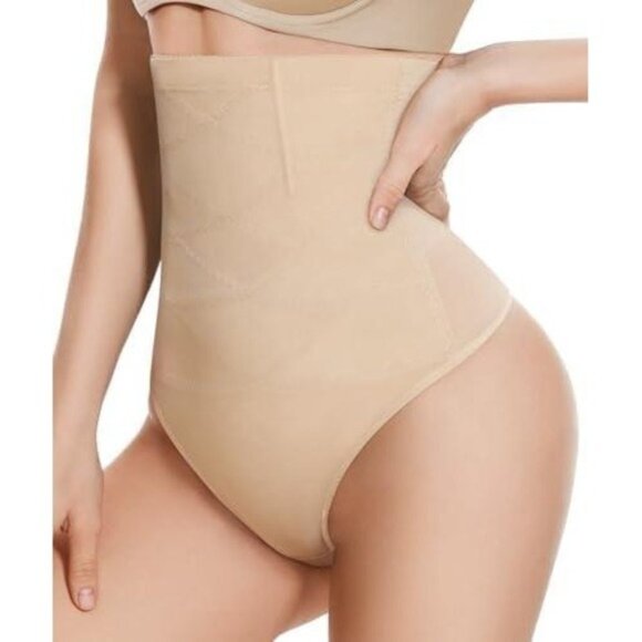 High-Waisted Tummy Control Thong - 2 Pack- Women's Compression Body Shaper Small - Picture 2 of 7